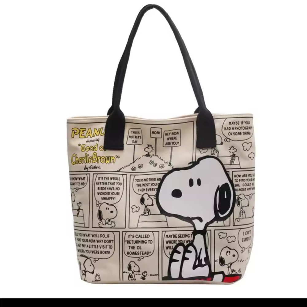Peanuts Snoopy Black and White Canvas Tote Bag